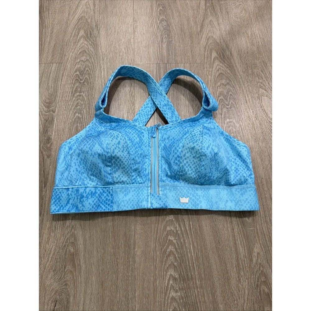 NWOT Shefit Ultimate High Impact Sports Bra Zip Front  Adjustable 1Luxe Blue